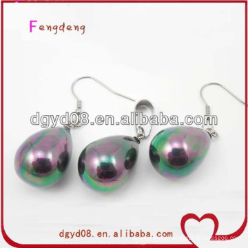 Fashion pearl nice elegant pendant and earring jewelry set wholesale